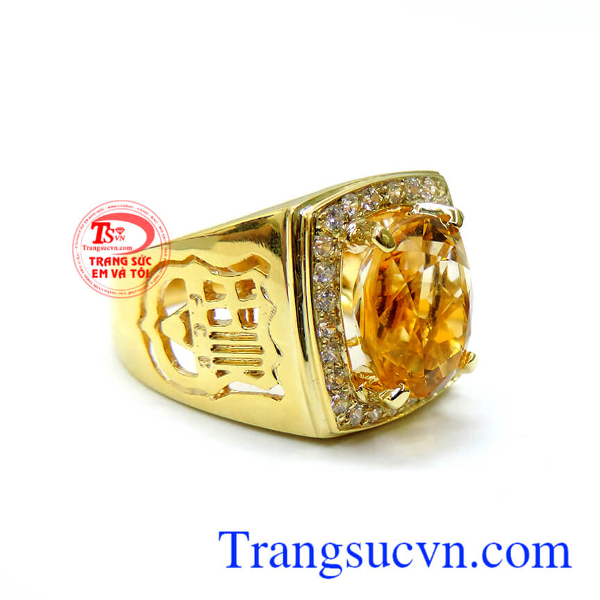 Nhẫn nam citrine 14k