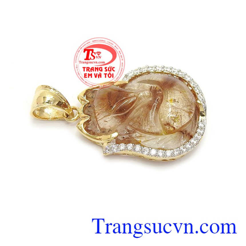 Mặt d&acirc;y hồ ly t&oacute;c n&acirc;u v&agrave;ng, mặt d&acirc;y thạch anh 