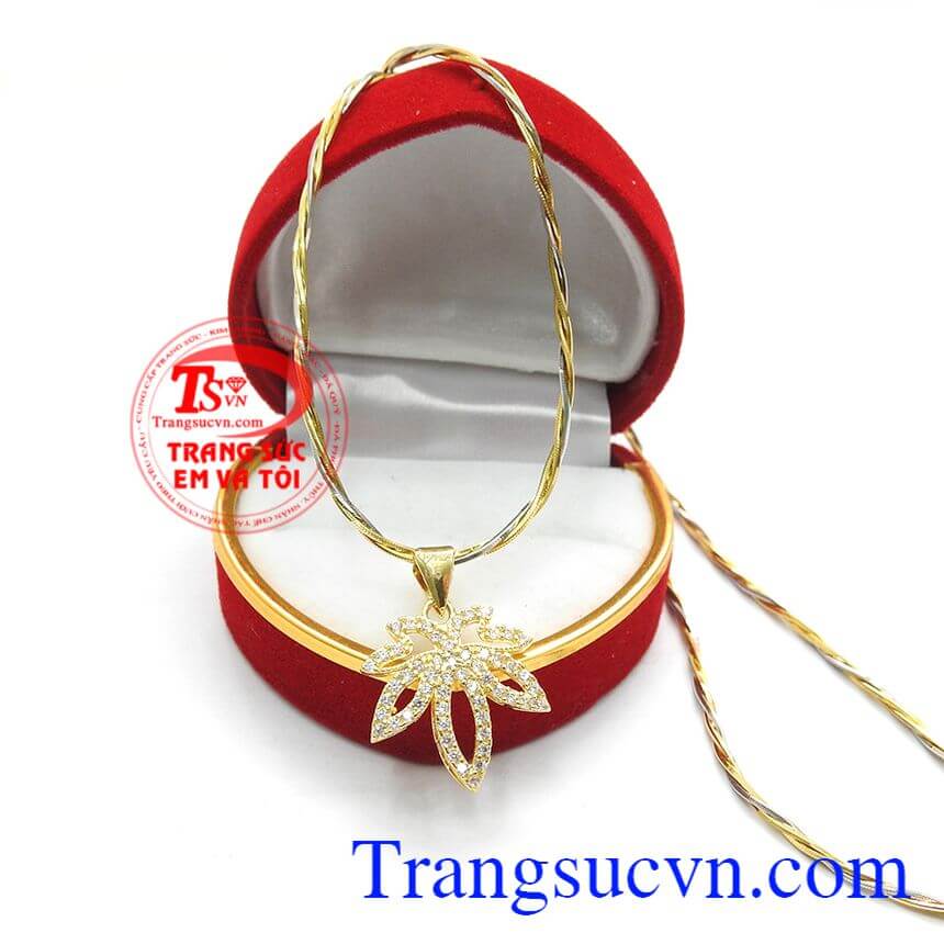 Bộ dây chuyền lá phong vàng 10k, trang sức bộ