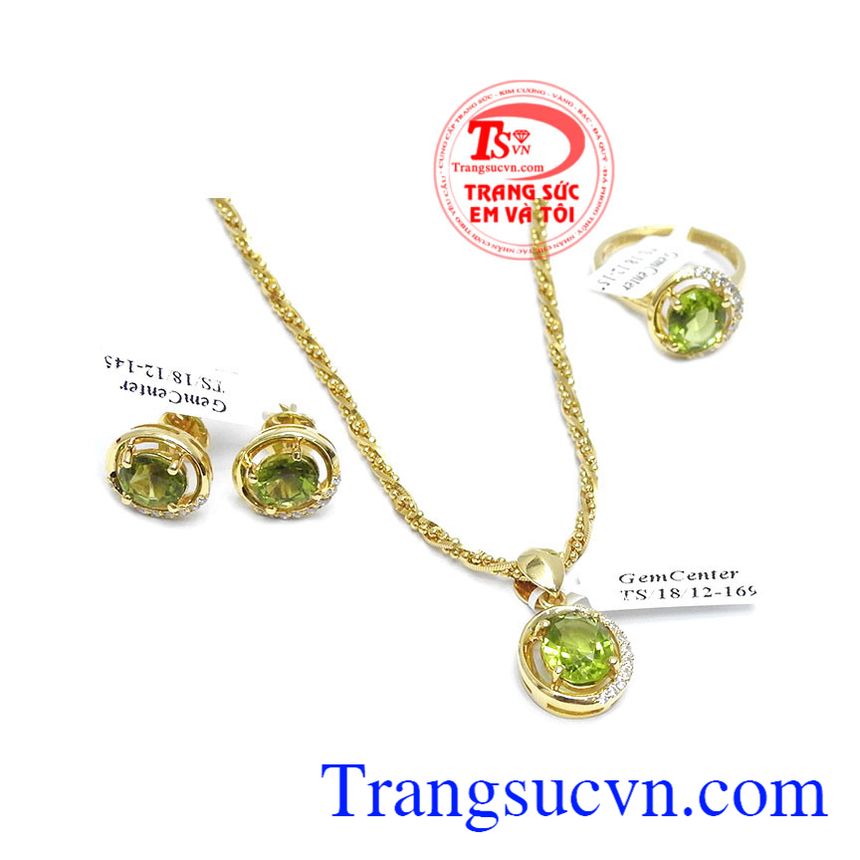 Bộ trang sức peridot dịu dàng, trang sức bộ, peridot thiên nhiên Bộ trang sức peridot dịu dàng, trang sức bộ, peridot thiên nhiên