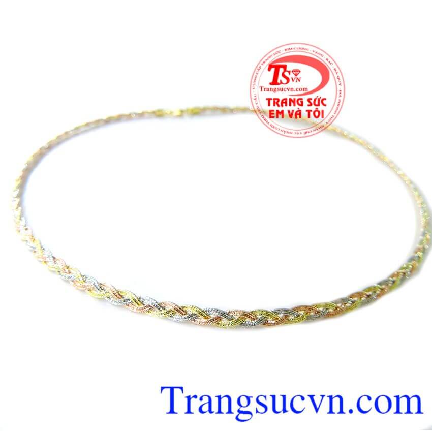 Kiềng nữ bện ba màu đẹp, kiềng vàng