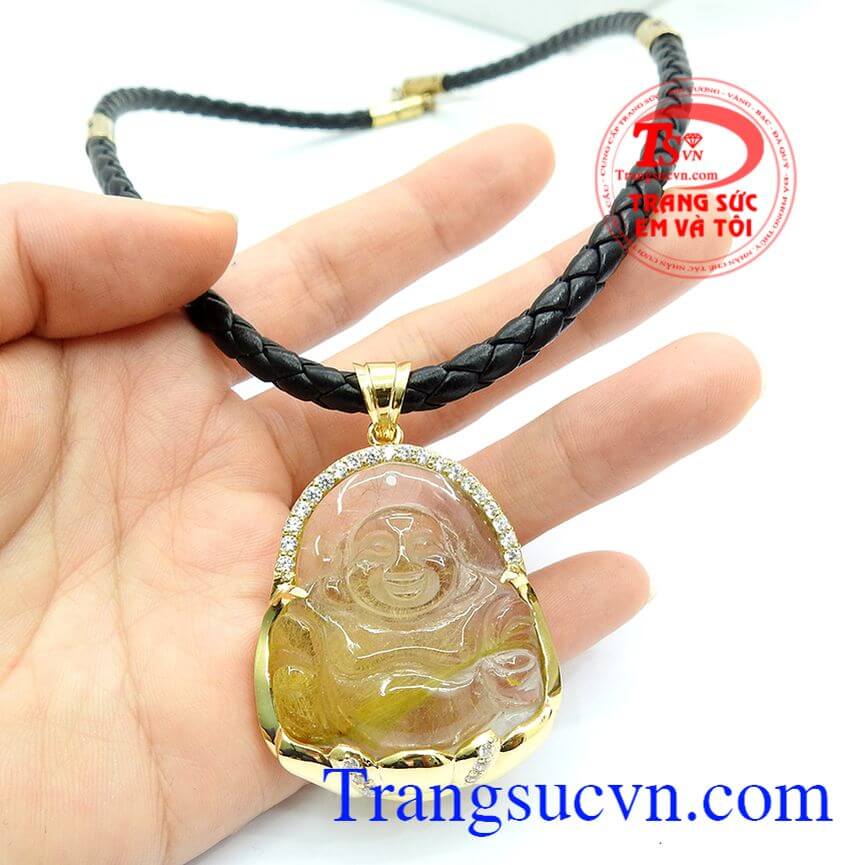 Bộ dây phật Di Lặc thạch anh tóc đẹp, Bộ dây chuyền nam cá tính, Bộ dây chuyền nam mệnh  hỏa