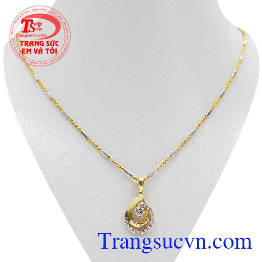 Bộ dây chuyền đá giọt nước nhập khẩu, Bộ dây chuyền nữ vàng tây, Bộ dây chuyền nữ đẹp