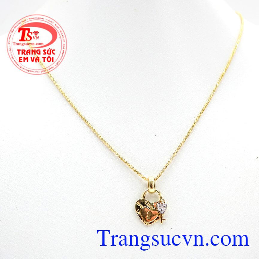Bộ dây chuyền nhập khẩu khóa tính yêu, Bộ dây chuyền vàng tây đẹp, Dây chuyền đẹp cho bạn gái