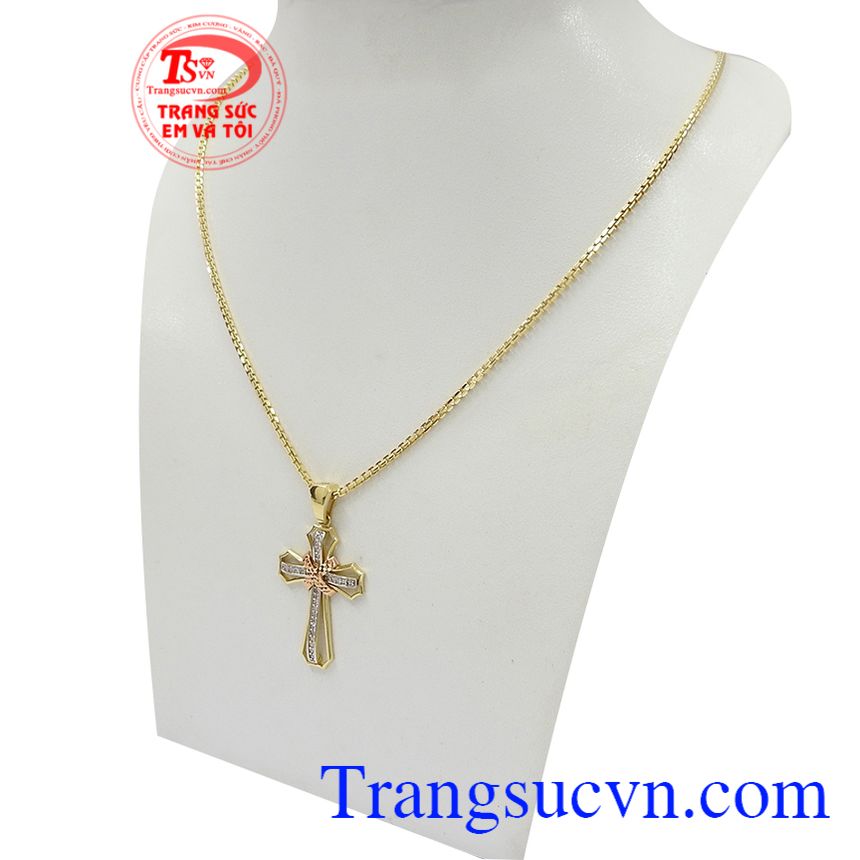 Bộ dây chuyền thánh giá bình an, mặt dây vàng đá quý, bộ dây chuyền nữ sang trọng Bộ dây chuyền thánh giá bình an, mặt dây vàng đá quý, bộ dây chuyền nữ sang trọng