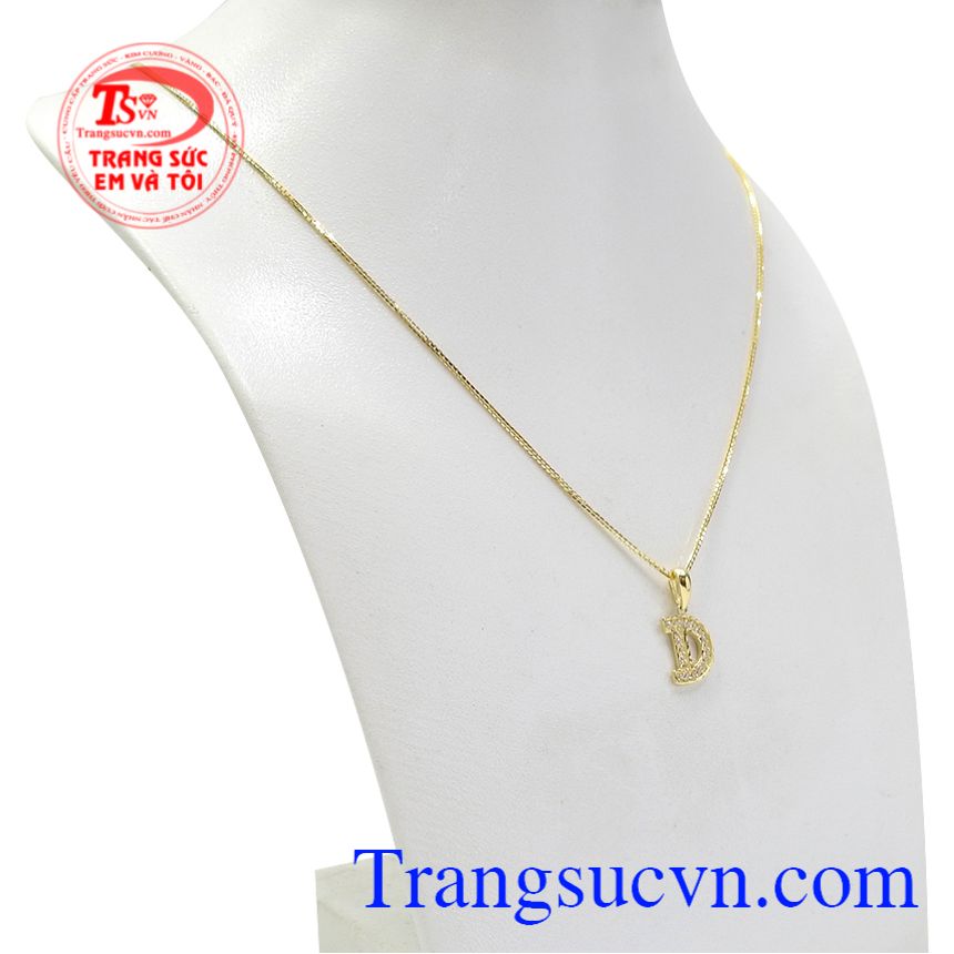 Bộ mặt dây chữ D tinh tế, Trang sức bộ, bộ dây chuyền vàng nữ quý phái Bộ mặt dây chữ D tinh tế, Trang sức bộ, bộ dây chuyền vàng nữ quý phái