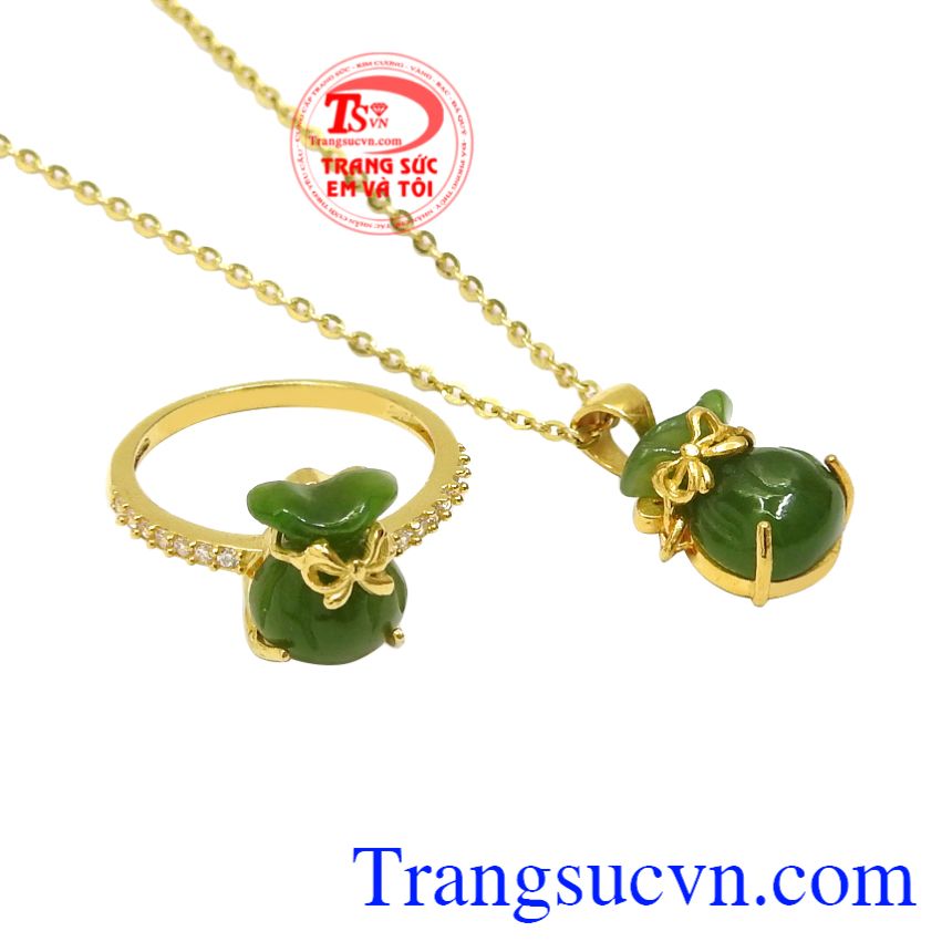 Bộ trang sức Nephrite tiền tài, Bộ dây chuyền nữ, Trang sức bộ cao cấp Bộ trang sức Nephrite tiền tài, Bộ dây chuyền nữ, Trang sức bộ cao cấp