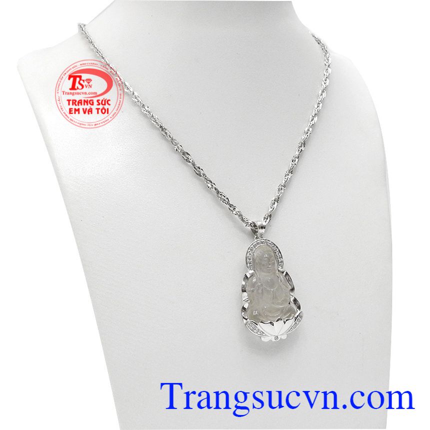 Bộ trang sức phật bà thạch anh trắng, trang sức bộ, mặt dây thạch anh Bộ trang sức phật bà thạch anh trắng, trang sức bộ, mặt dây thạch anh