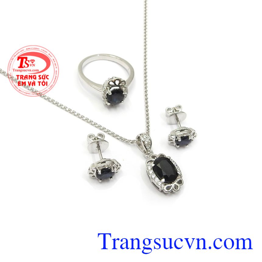 Bộ trang sức Sapphire thịnh vượng, Trang sức bộ, bộ dây chuyền nữ đẹp Bộ trang sức Sapphire thịnh vượng, Trang sức bộ, bộ dây chuyền nữ đẹp