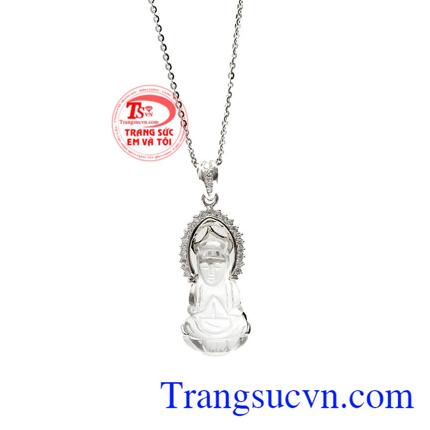 Bộ trang sức thạch anh phật bà đẹp, Bộ dây chuyền nữ, Trang sức nữ thời trang