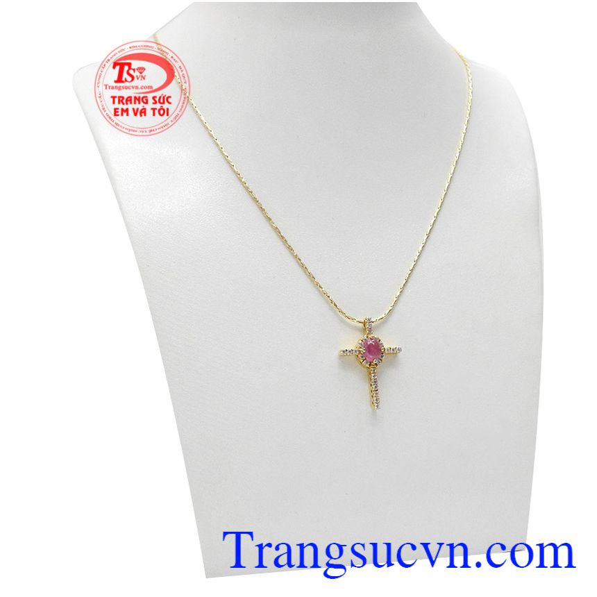 Bộ trang sức thánh giá sapphire hồng, trang sức bộ, bộ dây chuyền nữ Bộ trang sức thánh giá sapphire hồng, trang sức bộ, bộ dây chuyền nữ