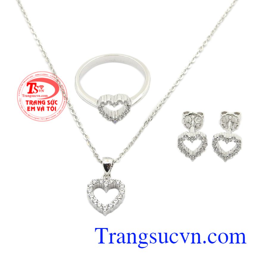 Bộ trang sức trái tim xinh xắn, Bộ trang sức nữ, Bộ dây chuyền thời trang Bộ trang sức trái tim xinh xắn, Bộ trang sức nữ, Bộ dây chuyền thời trang