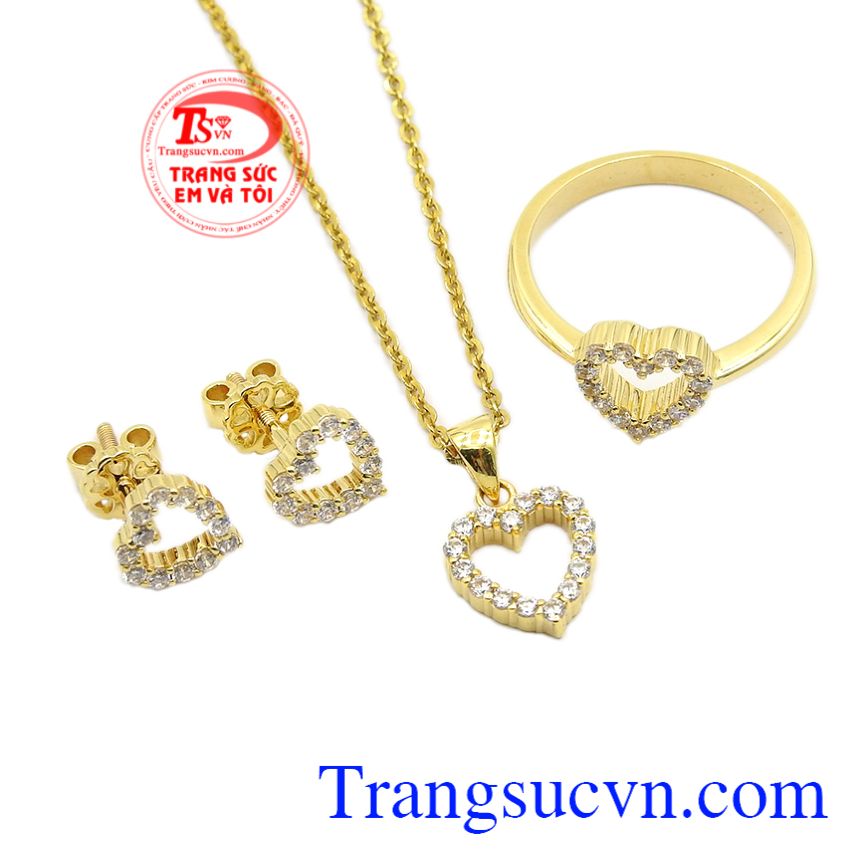 Bộ trang sức trái tim yêu thương, Trang sức nữ, bộ trang sức cá tính Bộ trang sức trái tim yêu thương, Trang sức nữ, bộ trang sức cá tính