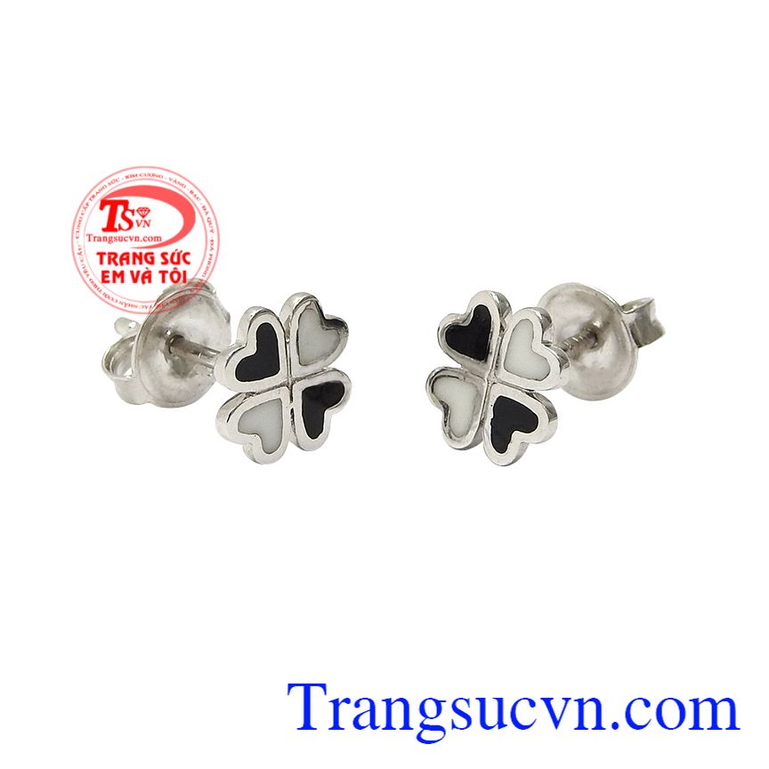 Hoa tai cỏ bốn lá vàng trắng, Hoa tai phú quý, Hoa tai vàng tài lộc Hoa tai cỏ bốn lá vàng trắng, Hoa tai phú quý, Hoa tai vàng tài lộc