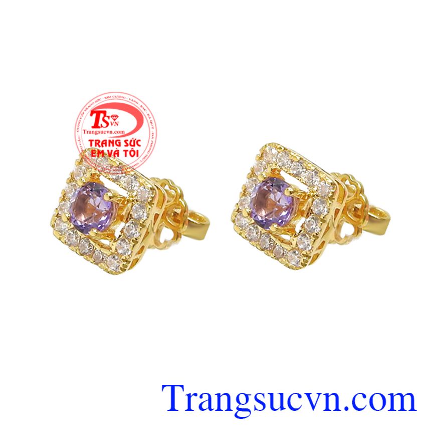 Hoa tai thạch anh tím tinh tế, Hoa tai thạch anh phú quý, Hoa tai vàng duyên dáng Hoa tai thạch anh tím tinh tế, Hoa tai thạch anh phú quý, Hoa tai vàng duyên dáng