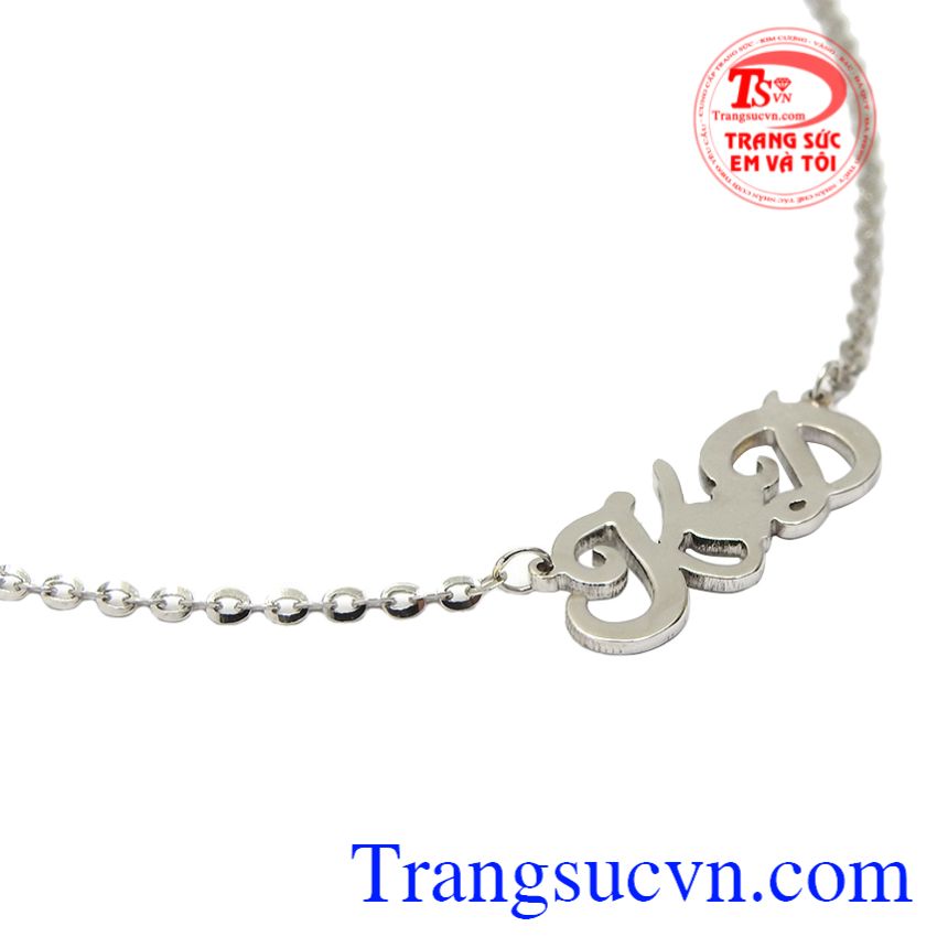 Lắc tay chữ vàng trắng tinh tế, Lắc tay nữ vàng tây, Lắc tay vàng tây dịu dàng