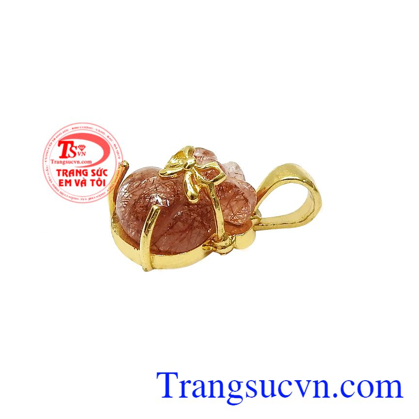 Mặt dây thạch anh tóc đỏ tài lộc, Mặt dây thạch anh bọc vàng, Mặt dây chuyền đá quý Mặt dây thạch anh tóc đỏ tài lộc, Mặt dây thạch anh bọc vàng, Mặt dây chuyền đá quý