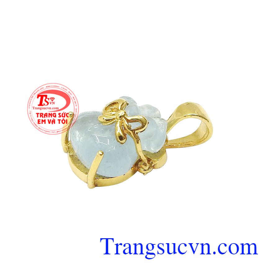 Mặt dây túi tiền aquamarine tài lộc, Mặt dây nữ vàng, mặt dây chuyền cao cấp