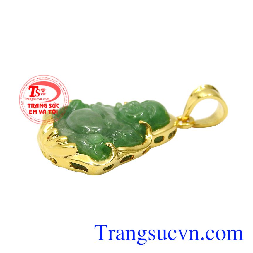 Mặt phật di lặc jadeite an nhiên, , Mặt phật di lặc cẩm thạch, Mặt dây vàng tây đá quý 