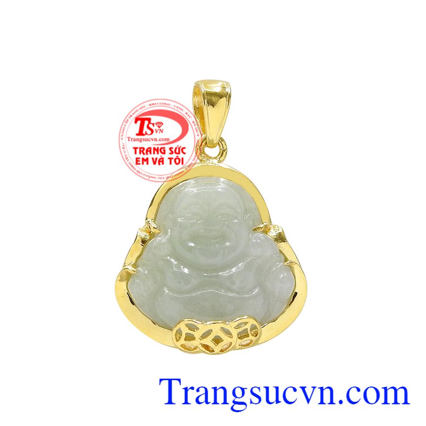 Mặt phật di lặc jadeite phát tà, Mặt phật di lặc cẩm thạch, Mặt dây vàng tây đá quý 
