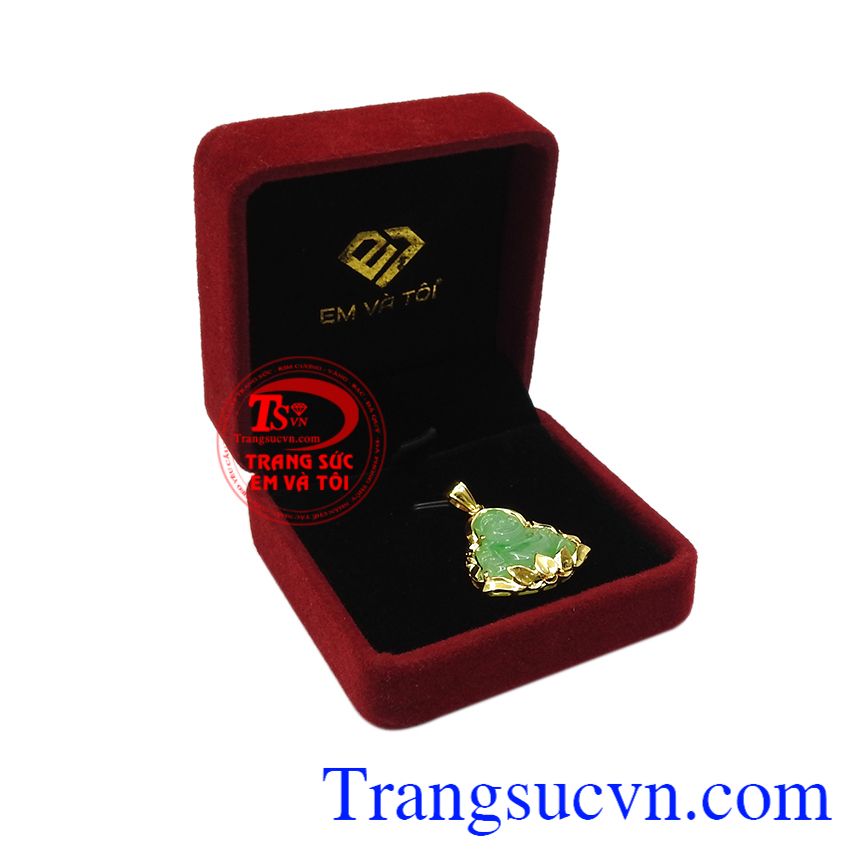 Mặt phật di lặc may mắn jadeite, Mặt phật di lặc cẩm thạch, Mặt dây vàng tây đá quý