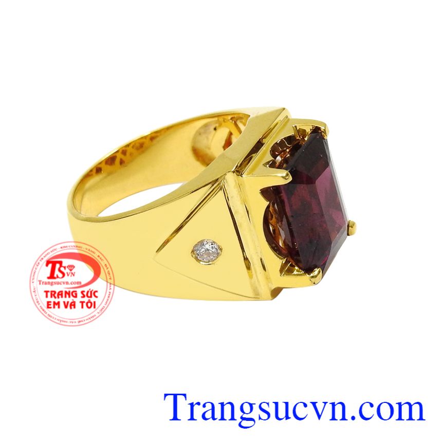 Nhẫn nam Granat chất lượng, Nhẫn nam Garnet nam tính, Trang Sức Vàng Nhẫn nam Granat chất lượng, Nhẫn nam Garnet nam tính, Trang Sức Vàng