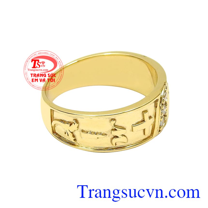 Nhẫn nam thời trang vàng tây, Nhẫn thánh giá, Nhẫn công giáo vàng tây Nhẫn nam thời trang vàng tây, Nhẫn thánh giá, Nhẫn công giáo vàng tây