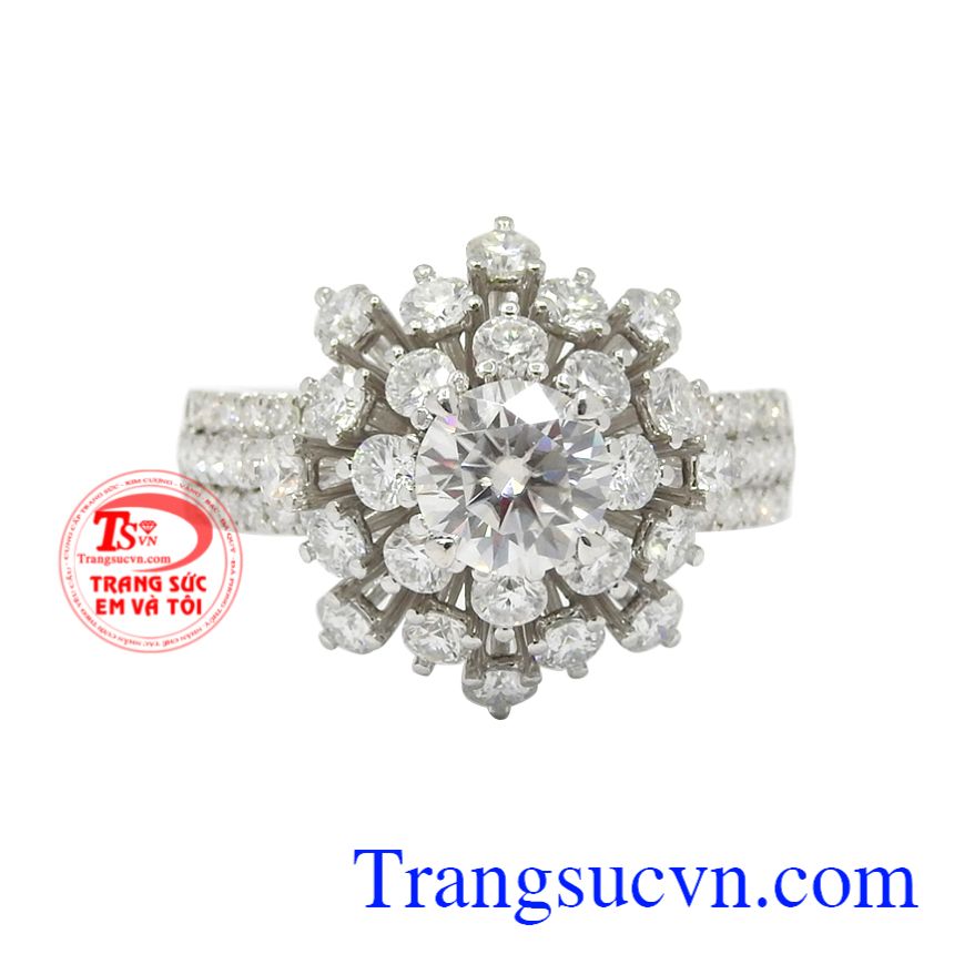Nhẫn nữ vàng trắng moissanite, Nhẫn nữ vàng cá tính, Nhẫn nữ vàng kiêu sa Nhẫn nữ vàng trắng moissanite, Nhẫn nữ vàng cá tính, Nhẫn nữ vàng kiêu sa
