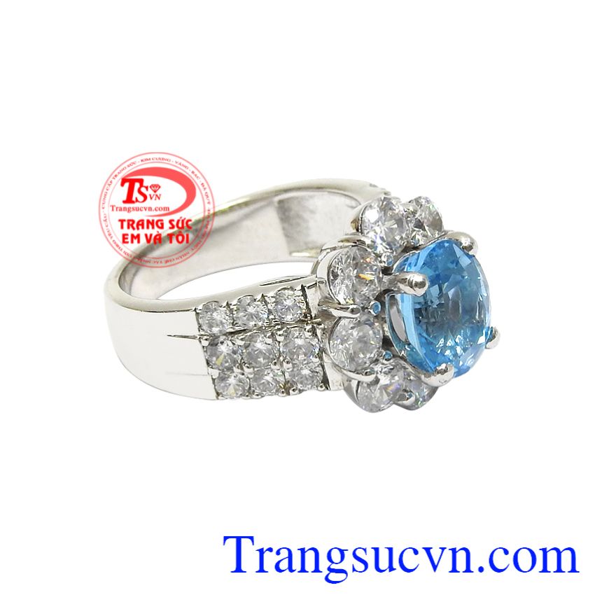 Nhẫn nữ vàng trắng topaz kiêu sa, Nhẫn nữ vàng tây, Nhẫn nữ vàng quyến rũ Nhẫn nữ vàng trắng topaz kiêu sa, Nhẫn nữ vàng tây, Nhẫn nữ vàng quyến rũ