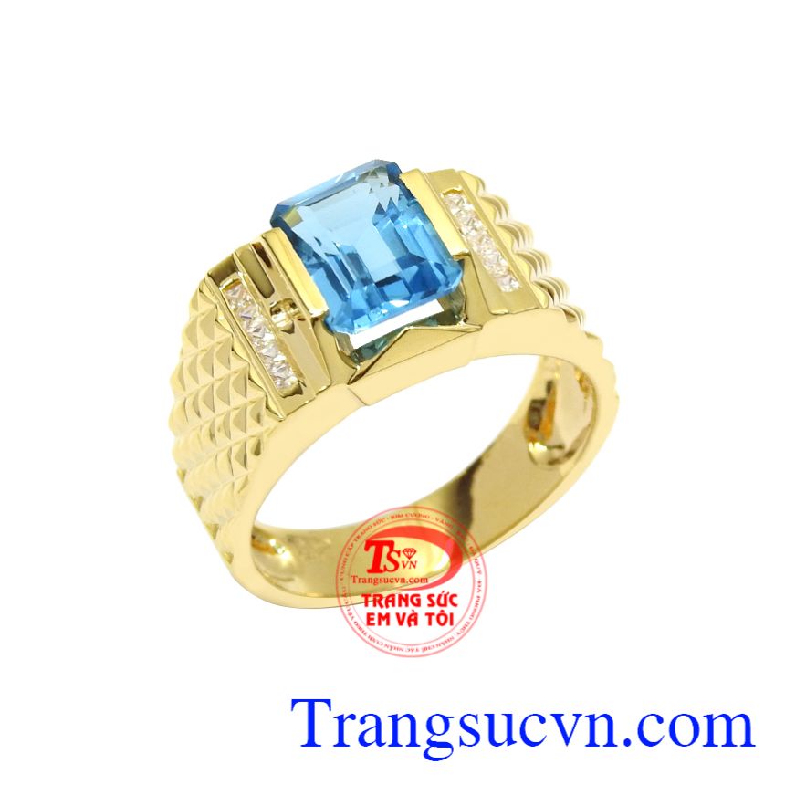 Nhẫn topaz nam vàng tây, Nhẫn nam đá quý đẳng cấp, Nhẫn nam mệnh thủy Nhẫn topaz nam vàng tây, Nhẫn nam đá quý đẳng cấp, Nhẫn nam mệnh thủy