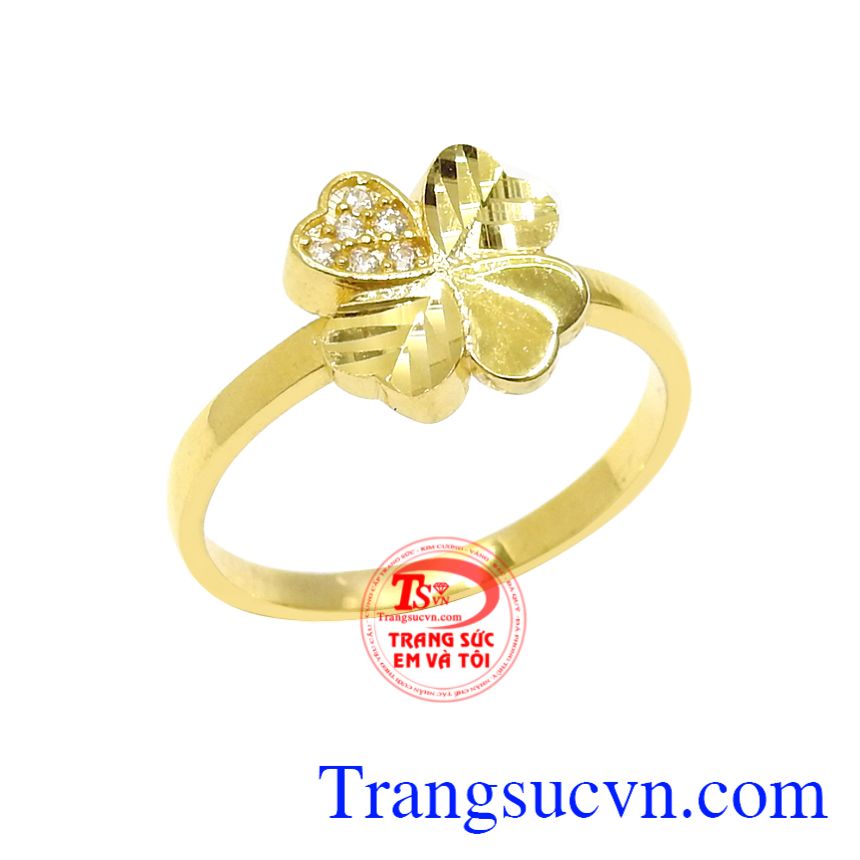Nhẫn vàng cỏ may mắn, Nhẫn vàng tây nữ, Nhẫn nữ vàng sang trọng Nhẫn vàng cỏ may mắn, Nhẫn vàng tây nữ, Nhẫn nữ vàng sang trọng