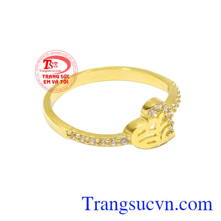 Nhẫn vàng trái tim nữ tính, Nhẫn vàng tây nữ, Nhẫn nữ vàng sang trọng Nhẫn vàng trái tim nữ tính, Nhẫn vàng tây nữ, Nhẫn nữ vàng sang trọng