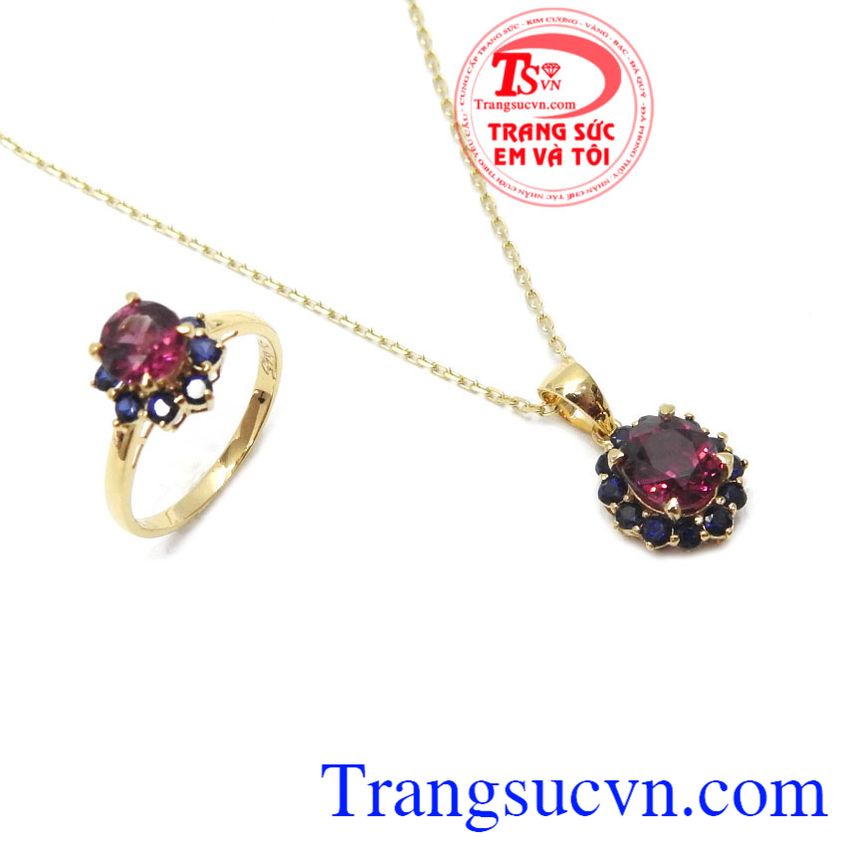 Bộ dây chuyền Granet thiên nhiên, Trang sức bộ Bộ dây chuyền Granet thiên nhiên, Trang sức bộ