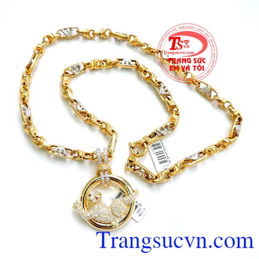 Bộ dây chuyền mặt Báo vàng May Mắn, Bộ trang sức vàng nam Bộ dây chuyền mặt Báo vàng May Mắn, Bộ trang sức vàng nam
