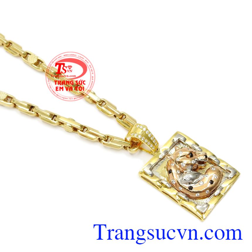 Bộ mặt dây báo mạnh mẽ, Bộ trang sức vàng nam Bộ mặt dây báo mạnh mẽ, Bộ trang sức vàng nam