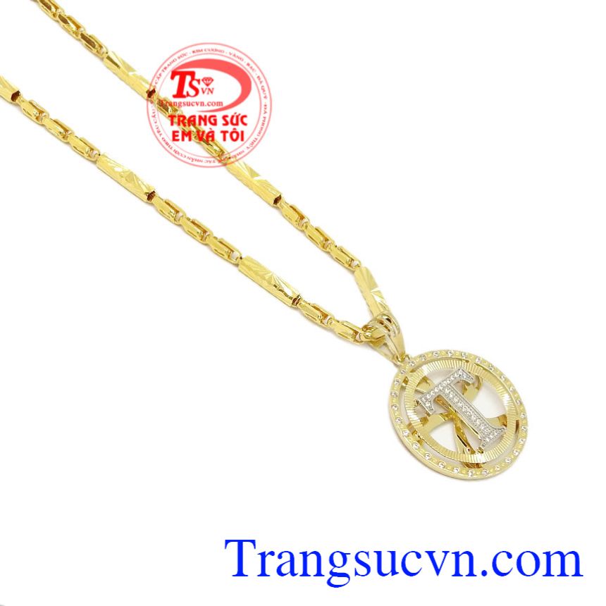 Bộ mặt dây chữ T cá tính, Bộ trang sức vàng nam