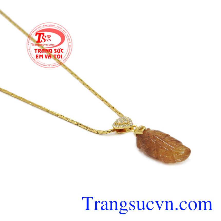 Bộ mặt dây lá thạch anh tóc, Trang sức bộ Bộ mặt dây lá thạch anh tóc, Trang sức bộ