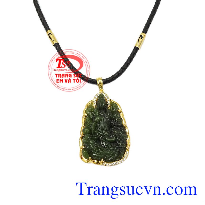 Bộ mặt dây quan âm Nephrite, Bộ trang sức vàng nam Bộ mặt dây quan âm Nephrite, Bộ trang sức vàng nam