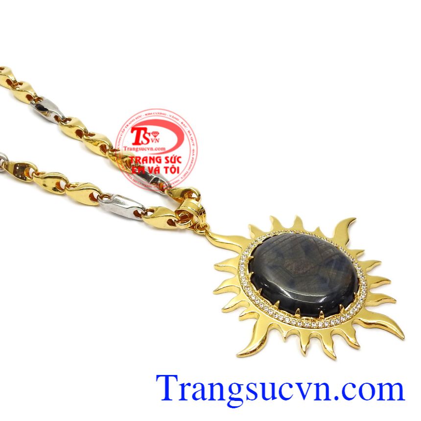 Bộ mặt dây Sapphire ánh hào quang, Bộ trang sức vàng nam Bộ mặt dây Sapphire ánh hào quang, Bộ trang sức vàng nam