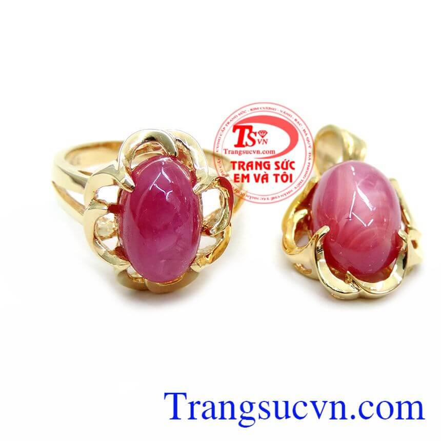 Bộ Mặt Nhẫn Nữ Đá Ruby Phong Thủy, Trang sức bộ Bộ Mặt Nhẫn Nữ Đá Ruby Phong Thủy, Trang sức bộ