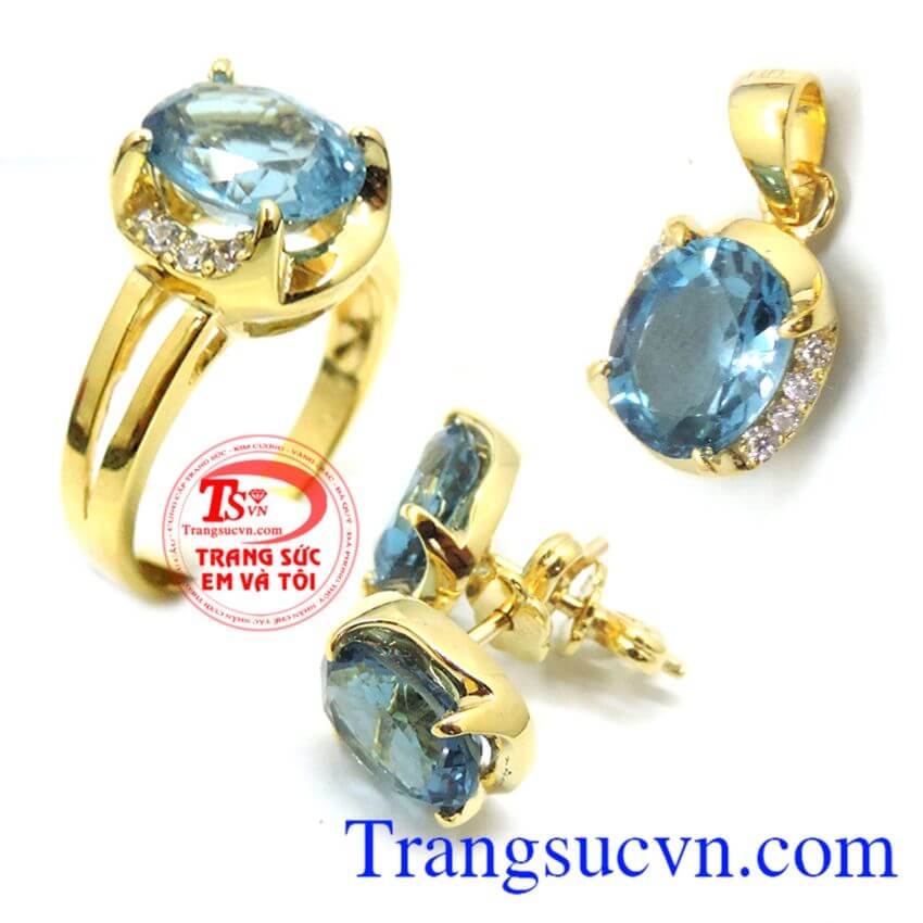 Bộ Nhẫn Mặt Hoa tai Vàng Topaz, Trang sức bộ Bộ Nhẫn Mặt Hoa tai Vàng Topaz, Trang sức bộ