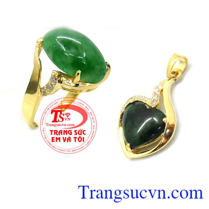 Bộ Nhẫn vàng Mặt Jadeite, Trang sức bộ Bộ Nhẫn vàng Mặt Jadeite, Trang sức bộ