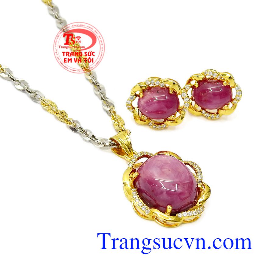 Bộ trang sức Ruby sao tinh tế, Trang sức bộ Bộ trang sức Ruby sao tinh tế, Trang sức bộ