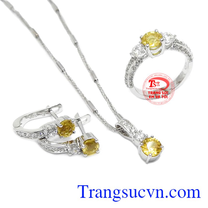 Bộ trang sức Sapphire vàng tài lộc, Trang sức bộ Bộ trang sức Sapphire vàng tài lộc, Trang sức bộ