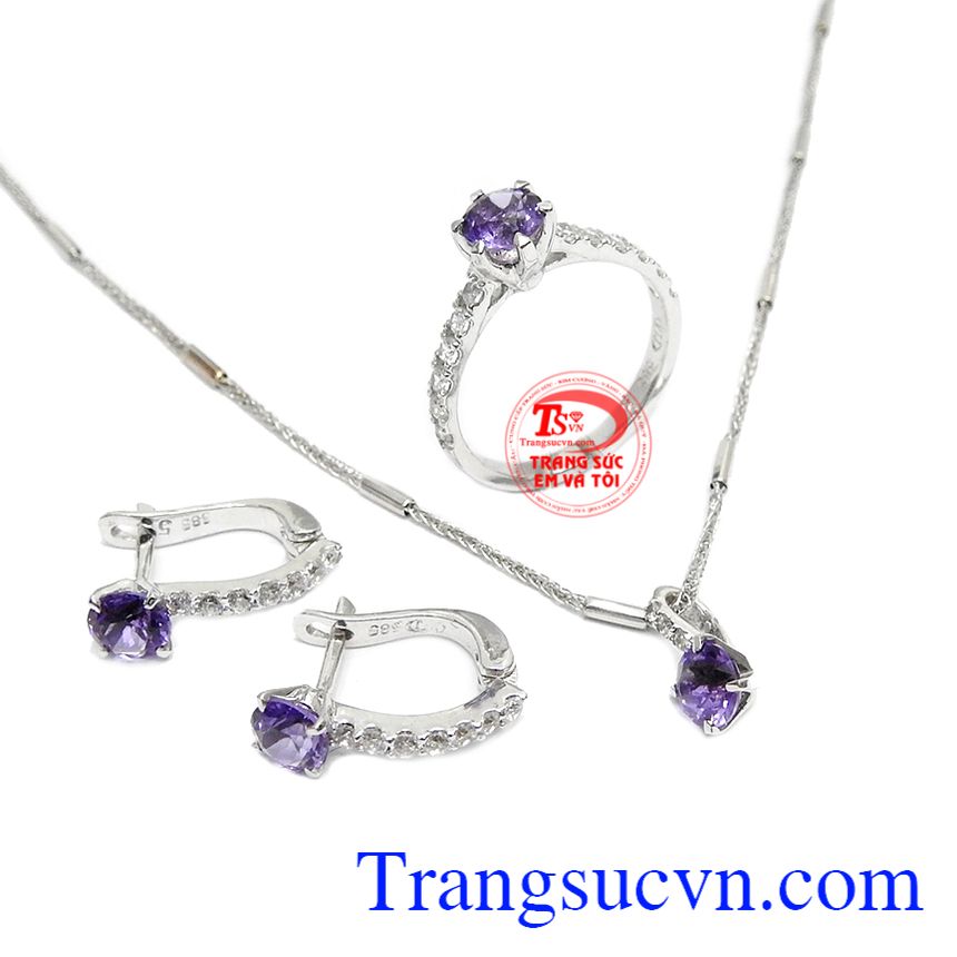 Bộ trang sức thạch anh tím thủy chung, Trang sức bộ Bộ trang sức thạch anh tím thủy chung, Trang sức bộ