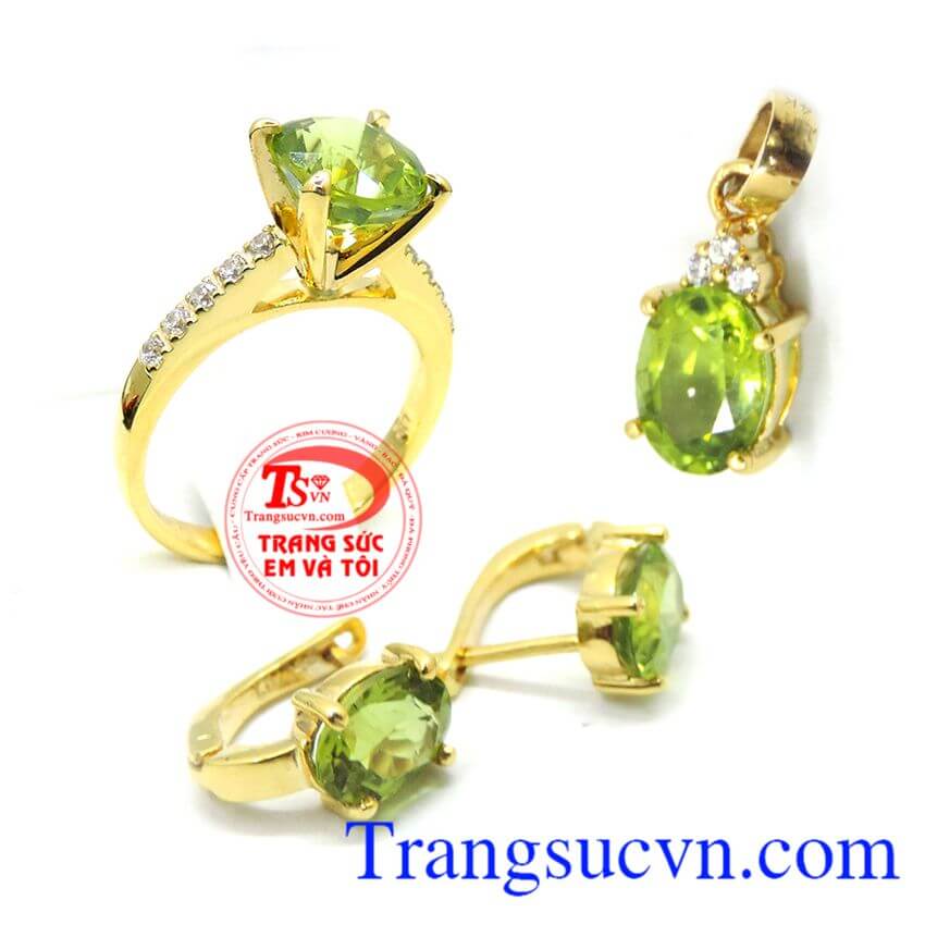 Bộ Trang Sức Vàng Peridot Mệnh Hỏa và Mộc, Trang sức bộ Bộ Trang Sức Vàng Peridot Mệnh Hỏa và Mộc, Trang sức bộ