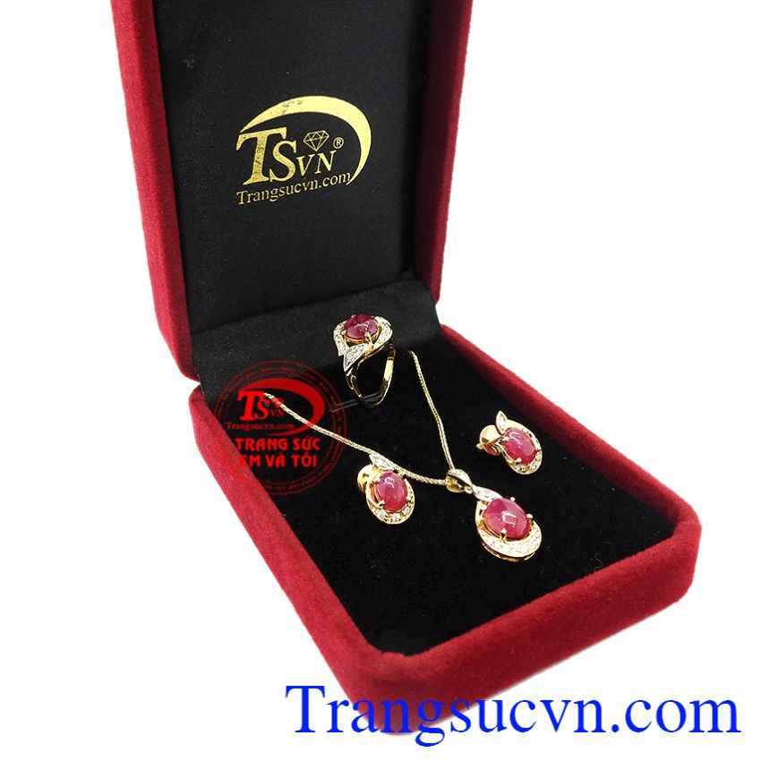 Bộ trang sức vàng Ruby hiện đại, Trang sức bộ Bộ trang sức vàng Ruby hiện đại, Trang sức bộ