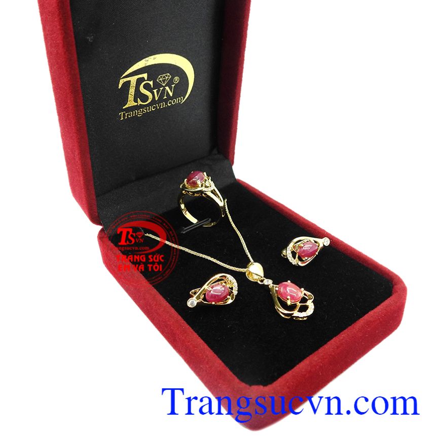 Bộ trang sức vàng Ruby quý phái, Trang sức bộ Bộ trang sức vàng Ruby quý phái, Trang sức bộ