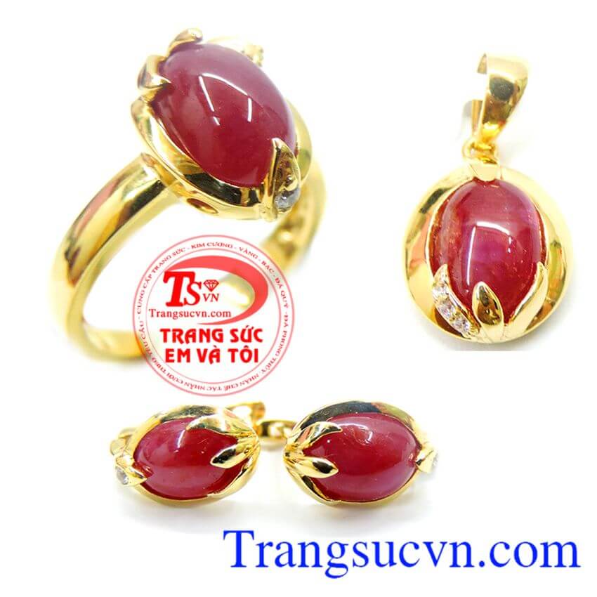 Bộ Trang Sức Vàng Ruby Sức Khỏe, Trang sức bộ Bộ Trang Sức Vàng Ruby Sức Khỏe, Trang sức bộ
