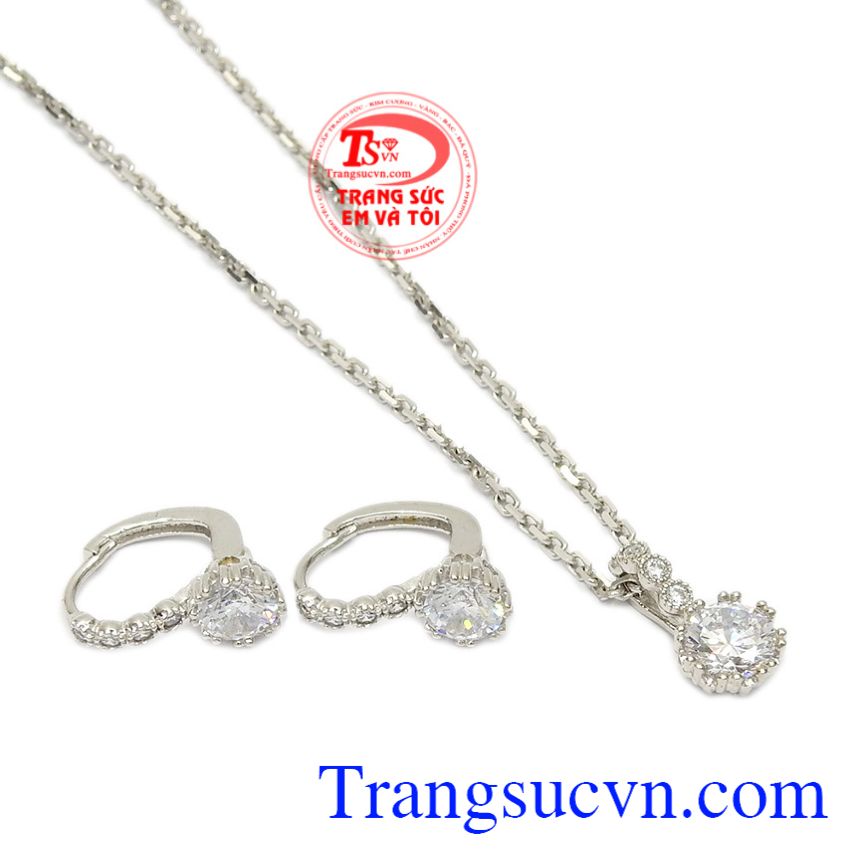 Bộ trang sức vàng trắng thanh tao, Trang sức bộ Bộ trang sức vàng trắng thanh tao, Trang sức bộ